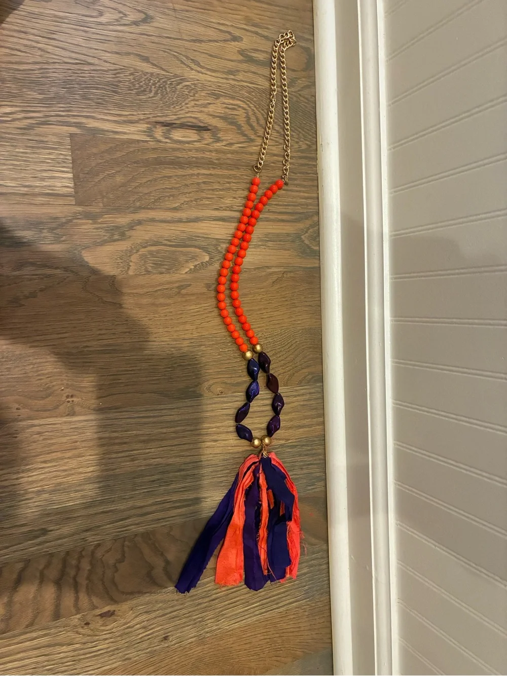 Handmade Red & Purple Beaded Tassel Accessory